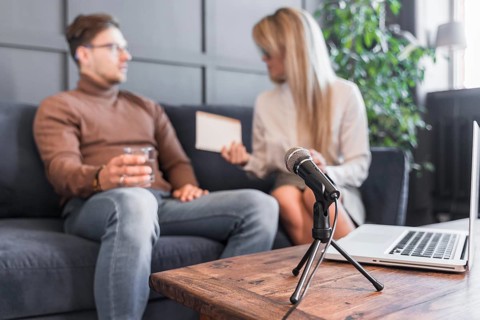 Woman taking interview