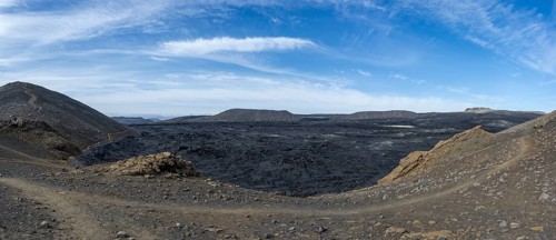 Fagradalsfjall volcano and cooled lava