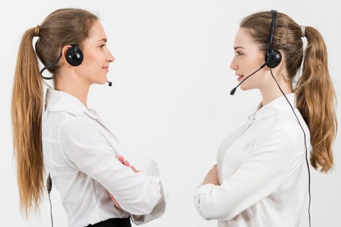 Portrait call center women