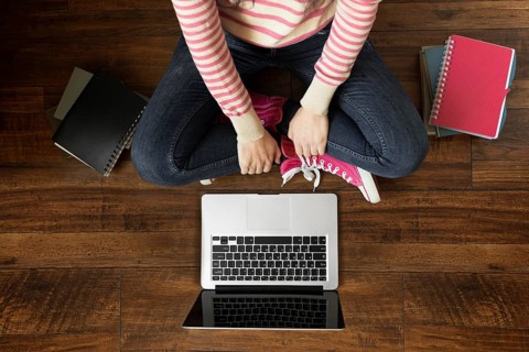 Student floor with laptop