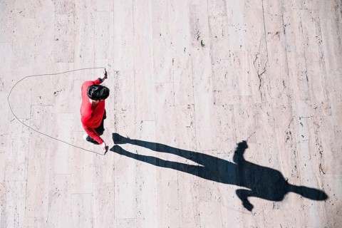 From athlete jumping rope