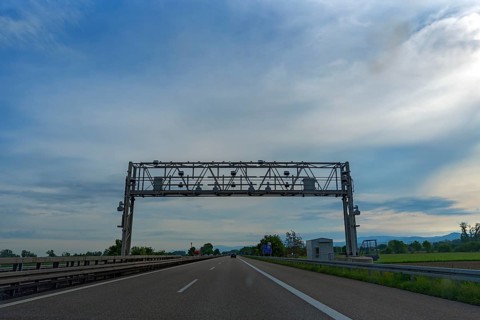Truck toll check on the motorway