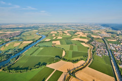 Aerial view over danubia river