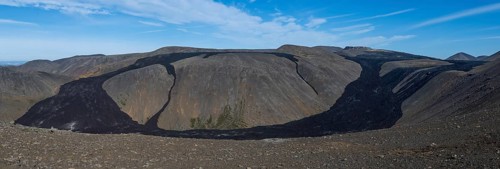 Fagradalsfjall volcano and cooled lava