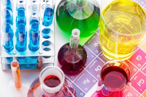 Science elements with chemicals assortment