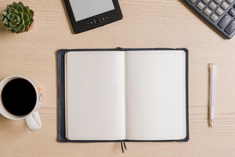 Coffee notebook table