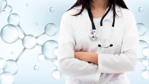 Medium shot woman with medical background