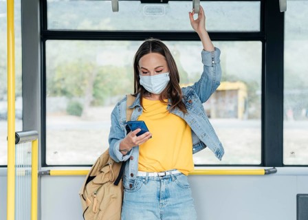 Social distancing concept public transportation