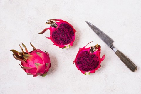 Top view fresh dragon fruit ready be served