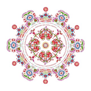 Watercolor Hungarian embroidery symbol over white background