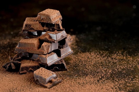 Front view chocolate with cocoa powder
