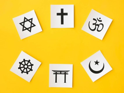 Top view religious symbols