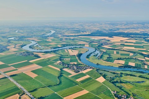 Aerial view over danubia river