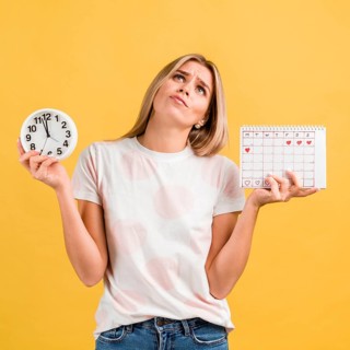 Shocked woman looking up being sad