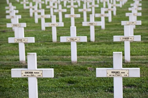 French graves on the First World War One cemetery Cimetiere National Francais de Saint-Charles de Potyze near Ypres