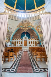Beautiful interior of the Orthodox Cathedral of the Resurrection of Christ near Skanderbeg Square in Tirana. Albania