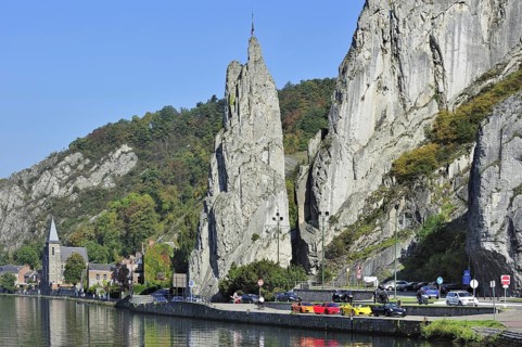 The rock formation Rocher Bayard at Dinant along the river Meuse