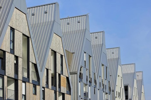Modern flats along the harbour quay at Dunkirk