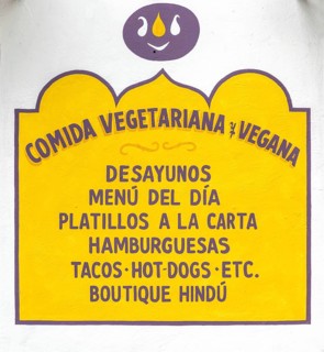 Painted wall sign for vegetarian and vegan restaurant food