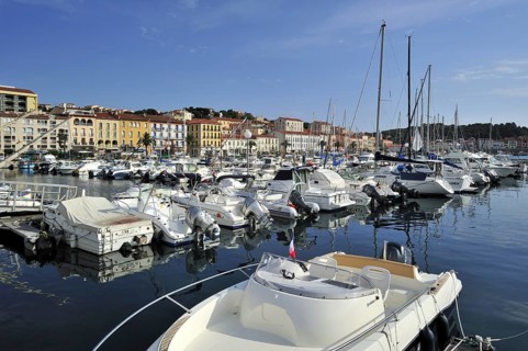 Motorboats and sailing boats in the harbour of Port-Vendres