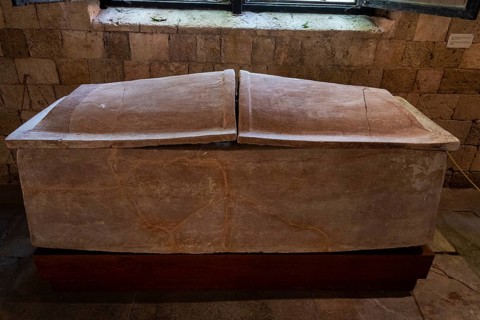 Ancient terracotta coffin