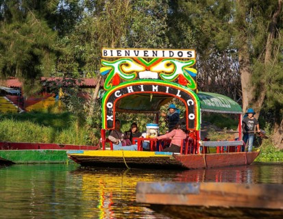 Popular tourist attraction boating Xochimiloco