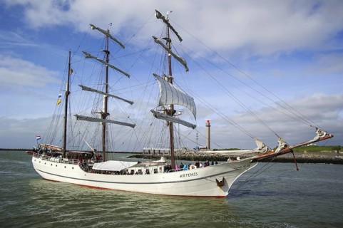 Three-masted barque Artemis during the maritime festival Oostende voor Anker