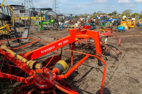 Secondhand agricultural equipment and machinery in yard for auction