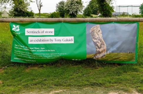 Poster for art exhibition of paintings of standing stones by Tony Galuidi