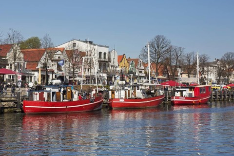 Traditional fishing boats in the canal der Alte Strom
