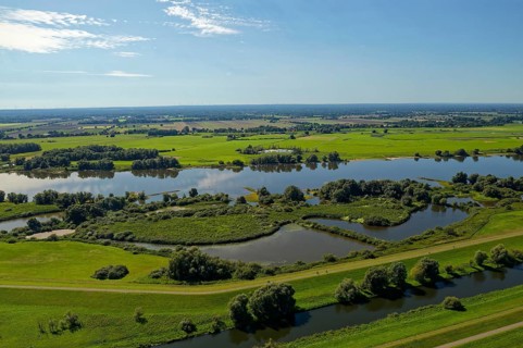 Aerial view of the Elbe floodplain near Boizenburg in the Elbe River Landscape UNESCO Biosphere Reserve. Boizenburg