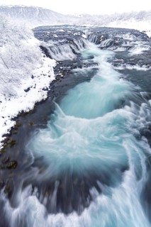 Bruarfoss waterfall in winter
