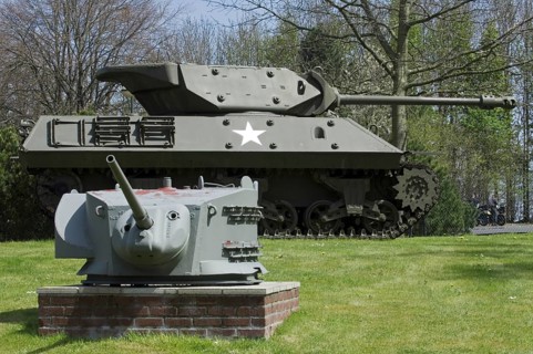 American M10 Wolverine tank destroyer from the Battle of the Bulge at the Bastogne Historical Center museum