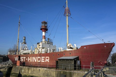 The lightship Westhinder II at the Seafront Maritime Theme Park in Zeebrugge