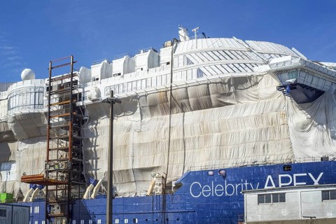 Construction of the Celebrity APEX cruise ship at the Chantiers de l'Atlantique