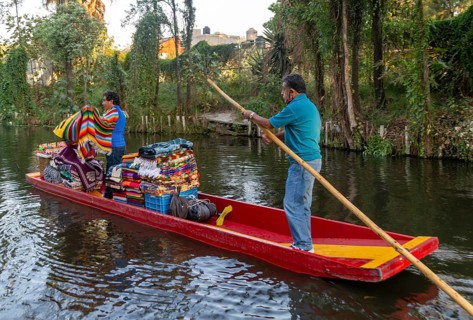 Popular tourist attraction boating Xochimiloco