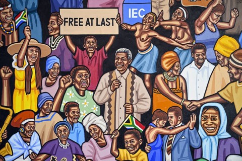 Artwork by artist Sipho Ndlovu on the history of South Africa