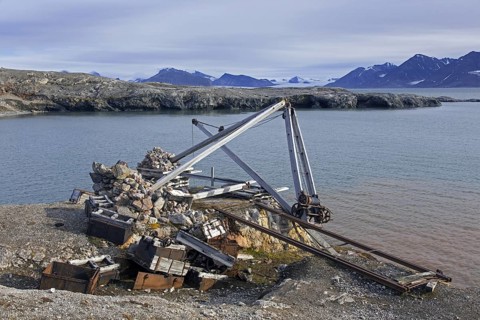 Old crane at abandoned marble quarry at Camp Mansfield