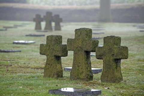 German graves at the First World War One military cemetery Deutscher Soldatenfriedhof Langemark