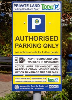 Total Car Parks sign Authorised Parking Only