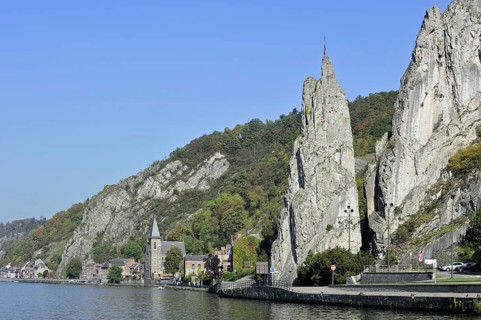 The rock formation Rocher Bayard at Dinant along the river Meuse