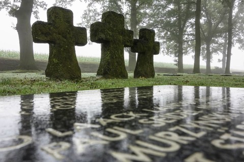 German graves at the First World War One military cemetery Deutscher Soldatenfriedhof Langemark