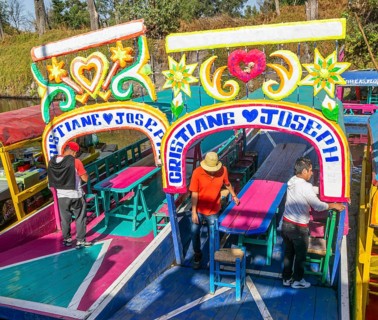 Popular tourist attraction boating Xochimiloco