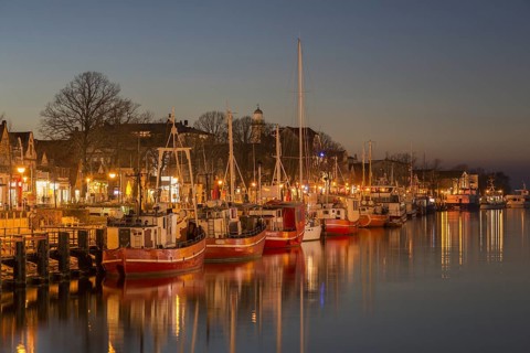 Traditional fishing boats in the canal der Alte Strom