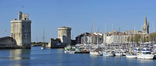 The medieval towers tour de la Chaine and tour Saint-Nicolas in the old harbour