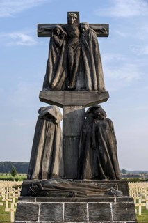 Statue Calvaire breton at the French First World War One cemetery Cimetiere National Francais de Saint-Charles de Potyze near Ypres