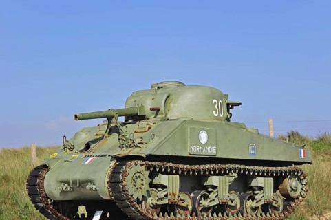 Second World War Sherman tank as monument near Utah Beach