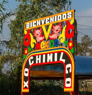 Popular tourist attraction boating Xochimiloco