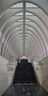 Staircase in Liege-Guillemins station in modern industrial style