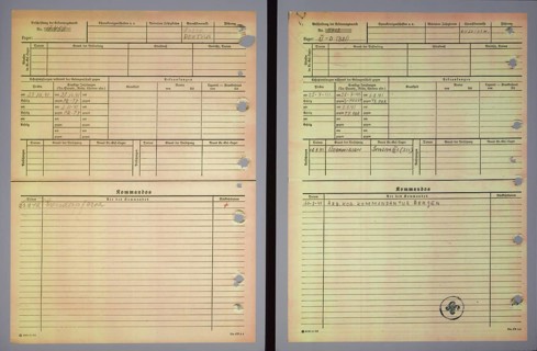 Identification sheet for concentration camp inmates